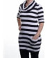 INC International Concepts Women's Cowl Neck Striped Sweater Black White PM