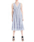 Max Studio Yarn Dye V Neck Tiered Midi Dress Women's