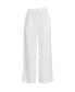 Фото #2 товара Plus Size High Rise Drawstring Linen Wide Leg Crop Pants