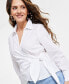 Petite Collared Waist-Tie Blouse, Created for Macy's