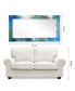 'Subtle Blues' Rectangular On Free Floating Printed Tempered Art Glass Beveled Mirror, 54" x 28"