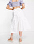 Urban Revivo ruching detail midi skirt in white