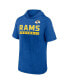 Men's Heather Royal Los Angeles Rams Push Short Sleeve Pullover Hoodie