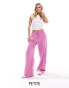 Stradivarius STR Petite linen look pull on trouser in pink stripe