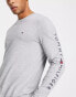 Tommy Hilfiger arm logo cotton long sleeve top in grey marl