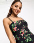 The Frolic rose print midaxi cami dress in black