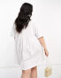 Фото #4 товара ASOS DESIGN Curve short sleeve seam detail mini smock dress in white