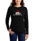 ფოტო #1 პროდუქტის Women's Christmas Peeking Dog Word Art Long Sleeve T-shirt
