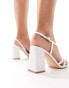 Фото #3 товара Be Mine Bridal Adilette asymmetric strap block heel sandals in ivory