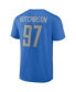 Фото #4 товара Men's Aidan Hutchinson Blue Detroit Lions Player Icon Name and Number T-shirt