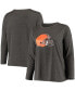 ფოტო #1 პროდუქტის Women's Plus Size Charcoal Cleveland Browns Primary Logo Long Sleeve T-shirt