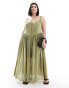 Фото #1 товара ASOS DESIGN Curve voile picnic midi sundress in green