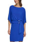 Фото #4 товара Women's Dolman-Sleeve Belted Blouson Dress