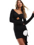 Фото #5 товара ASOS DESIGN bardot long sleeve corsage detail mini dress in black
