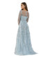 Women's Illusion Neckline A-line Long Sleeves Gown