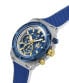 Фото #3 товара Guess Herren Armbanduhr MASTERPIECE Multifunktion blau, silber 47 mm GW0713G1