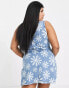 Urban Bliss Plus tie waist denim dress in daisy print