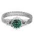ფოტო #1 პროდუქტის Silver-Tone Emerald Green Flower Overlay Belt Bracelet