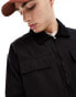 ASOS DESIGN oversized washed harrington jacket with pockets in black with cord collar