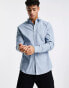 River Island long sleeve poplin smart work shirt in blue