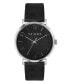 ფოტო #1 პროდუქტის Men's Phylipa Black Leather Strap Watch 43mm