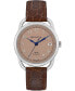 LIMITED EDITION Women's Swiss Automatic Joseph Bulova Brown Leather Strap Watch 34.5mm