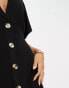 Фото #4 товара ASOS DESIGN flutter sleeve mini tea dress with buttons in black