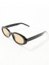 ASOS DESIGN bevel oval sunglasses in black with brown lens