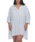 Фото #1 товара Plus Size Striped Tunic Shirt Cover-Up
