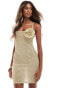 ASOS DESIGN 90s square neck cami sequin mini dress with corsage in gold