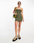 Фото #1 товара Noisy May textured bandeau mini dress in khaki