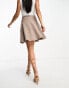 Фото #2 товара YAS godet knitted mini skirt in mushroom - STONE