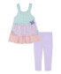 ფოტო #1 პროდუქტის Little Girls Tiered Gingham Tunic Capri Leggings Set