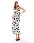 Bardot backless satin maxi dress in mono floral