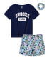 ფოტო #4 პროდუქტის Girls Soft Jersey Fabric Shorts Pajama Set with Scrunchie, 3 Piece