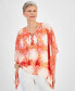 Фото #1 товара Petite Lacey Lush Lace-Up Chiffon Poncho Top, Created for Macy's