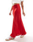 Vila satin maxi skirt in red