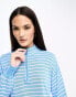 Y.A.S zip neck jumper in blue stripe Серый, XS - фото #2