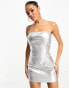 In The Style exclusive bandeau bodycon mini dress in silver croc Серебристый, 40 - фото #1