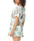 Women's Adorn Printed Lace-Trimmed Tiered Swim Dress Cover-Up
