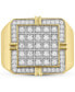ფოტო #3 პროდუქტის Men's Diamond Square Cluster Ring (1/2 ct. t.w.) in Sterling Silver & 14k Gold-Plate