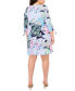 Plus Size 3/4-Sleeve Abstract-Print Shift