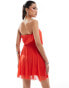 ASOS DESIGN draped mesh overlay scuba bandeau mini dress in red Красный, 42 - фото #2