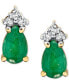 ფოტო #3 პროდუქტის Emerald (3/4 ct. t.w.) & Diamond Accent Pear Stud Earrings in 10k Gold