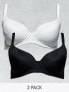 Фото #1 товара ASOS DESIGN Curve 2 pack microfibre moulded t-shirt bra in black & white