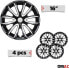 OMAC Hubcap Wheel Cover Set 16 Inch Compatible with Car Made of Pa66 M20 + PP ABS Material Steel Rims Wheel Centre Caps 1 Set (4 Pieces) Black/White Front and Rear