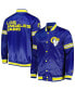ფოტო #2 პროდუქტის Men's Royal Los Angeles Rams Midfield Satin Full-Snap Varsity Jacket