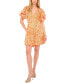 Women's Printed V-Neck Tiered Bubble Puff Sleeve Mini Dress