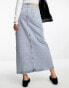 Фото #2 товара SNDYS front spilt denim maxi skirt in blue