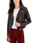 Фото #1 товара Juniors' Faux-Leather Long-Sleeve Moto Jacket, Created by Macy's